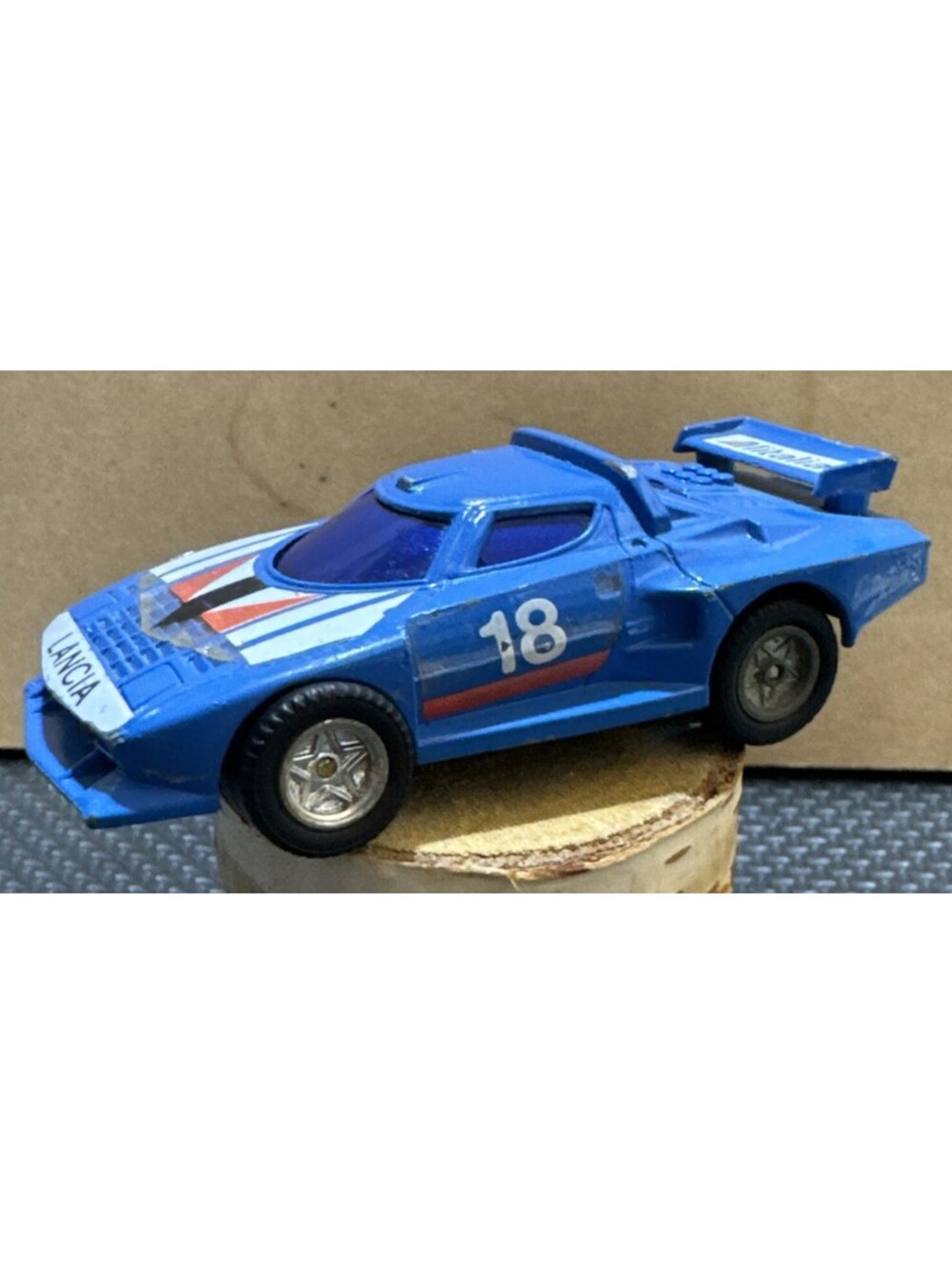 VTG Lancia Stratos Blue Diecast Rally Car #18 1:45 | 1980s Pull Back | Works